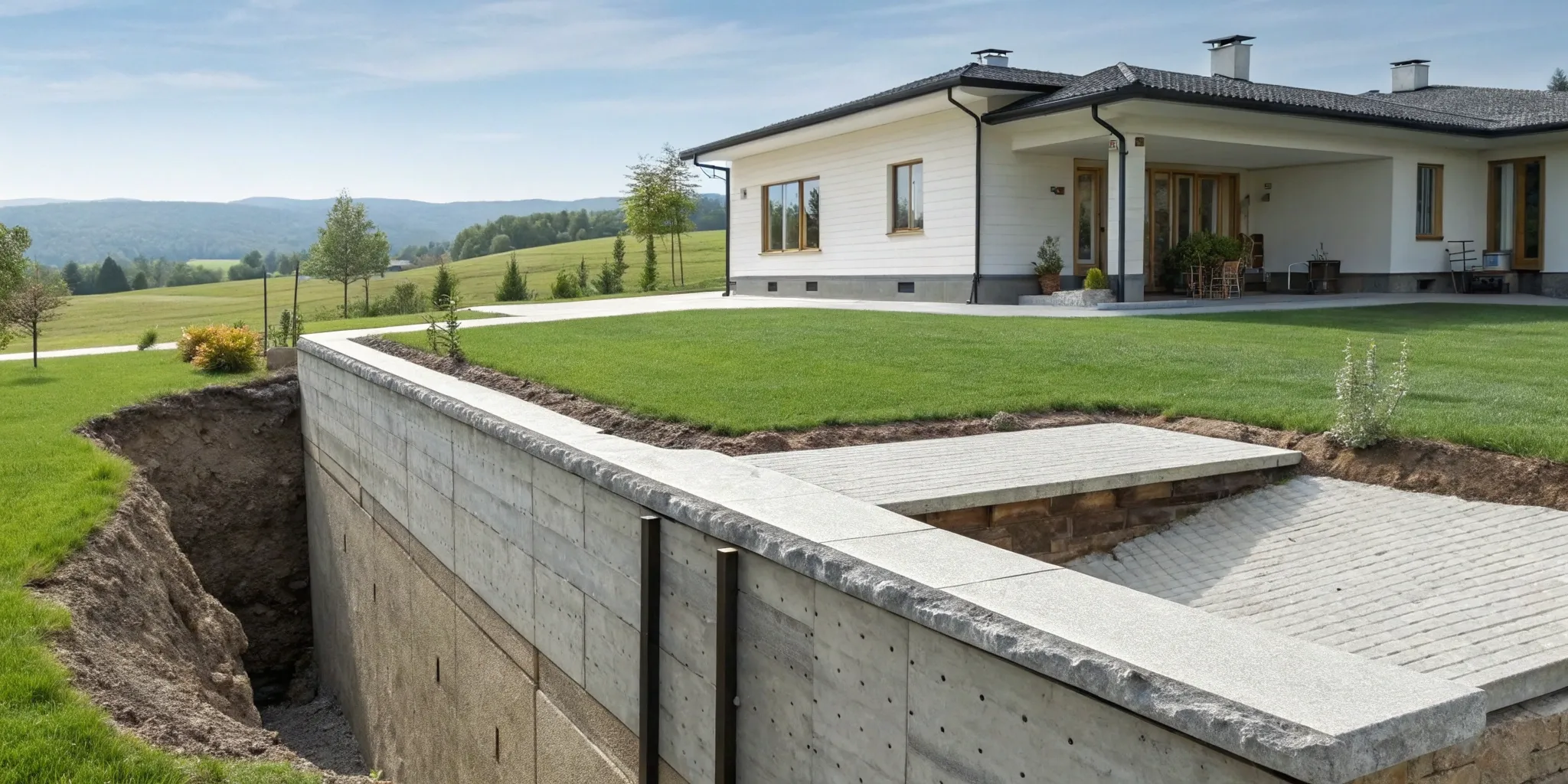 A house foundation with a serious 2 inch drop, indicating the need for structural repair.