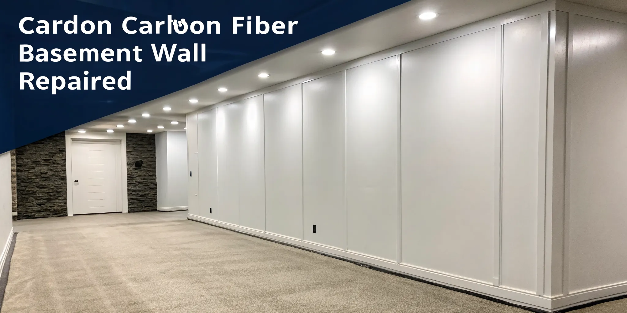 a-guide-to-carbon-fiber-basement-wall-repair-256233 A finished basement wall stabilized with carbon fiber straps for foundation repair.