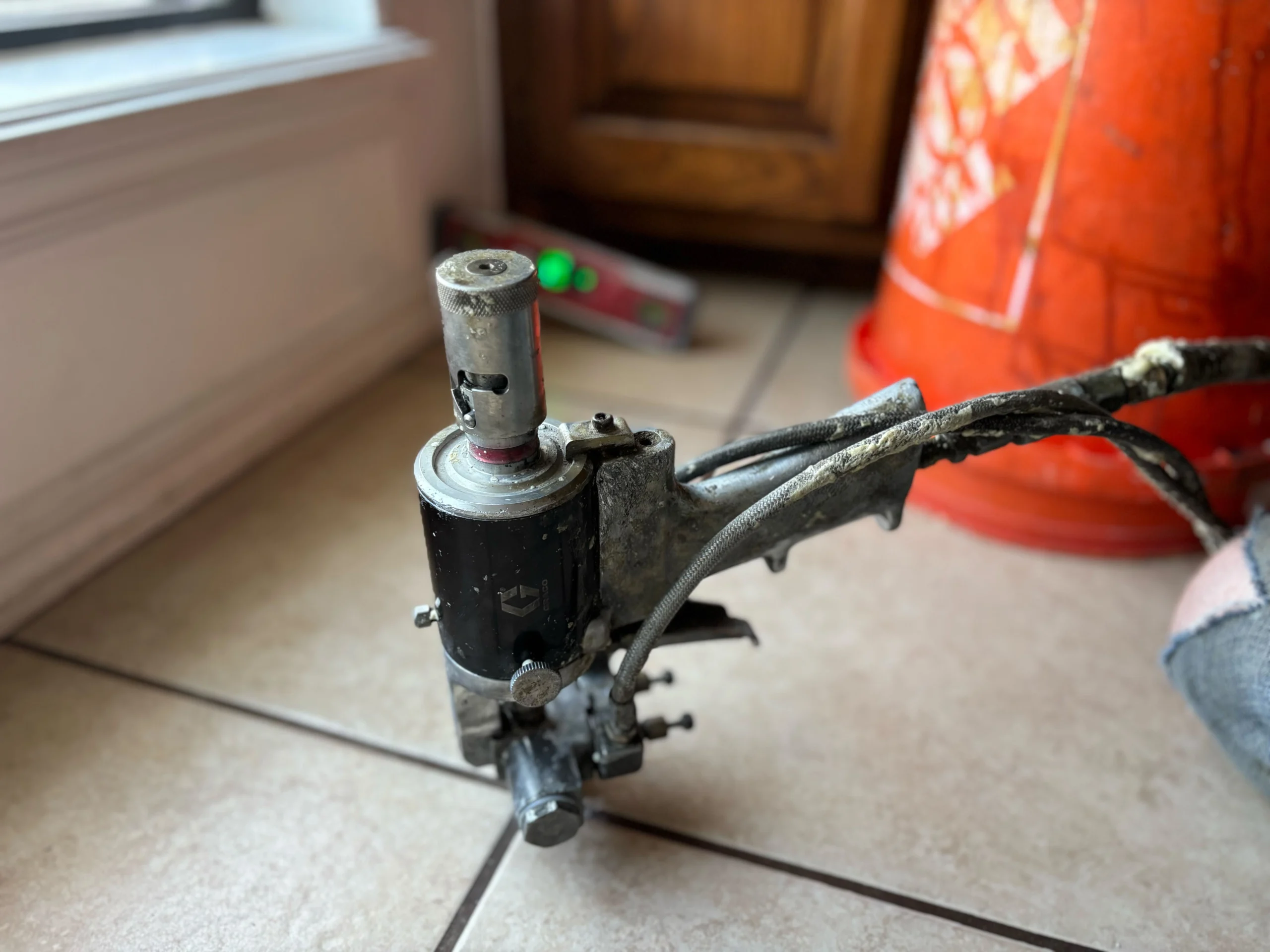 concrete lifting and leveling Using specialized equipment to lift a sunken concrete.