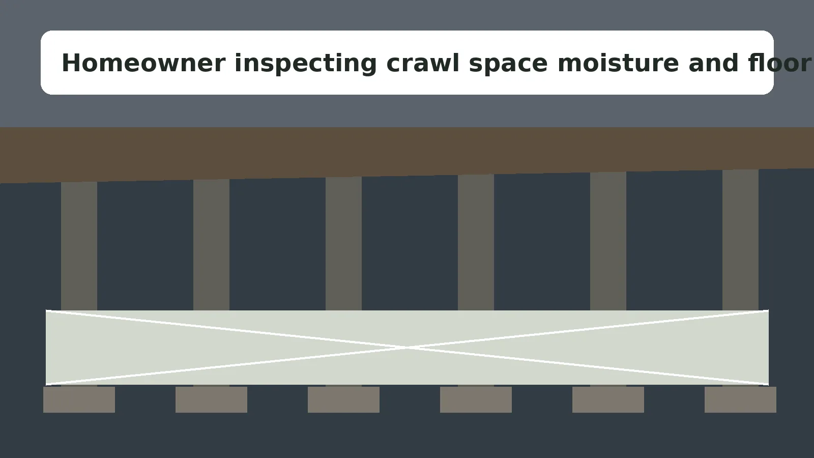 Homeowner inspecting crawl space moisture and floor support concerns